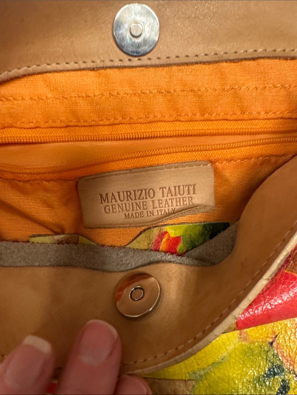 Maurizio Taiuti Floral Leather Shoulder Bag in Yellow, Pink and Green - Picture 2 of 9
